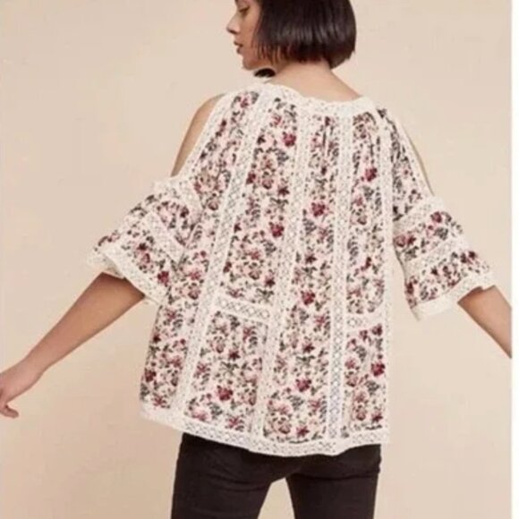 *Anthropologie* Maylou Open-Shoulder Floral Blouse, size XS. - Picture 3 of 9